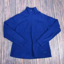 Patagonia Capilene Fleece Pullover Women Small Blue 1/4 Zip Mock Neck USA Made