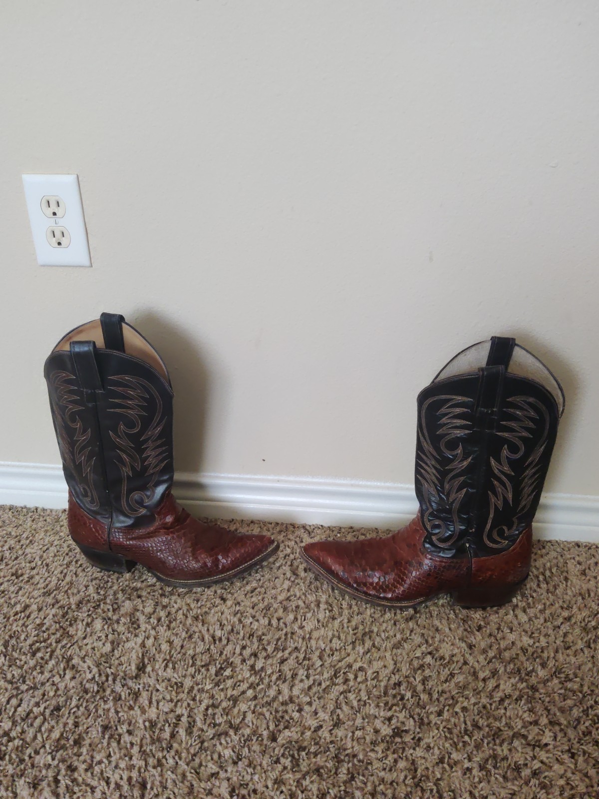 JR Mens COWBOY BOOTS PYTHON SNAKE PATTERN US 8 OR… - image 1