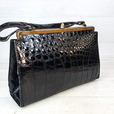 Crocodile, Alligator Black 1950s Vintage Bags, Handbags Crocodile, Alligator Black 1950s Vintage Bags, Handbags