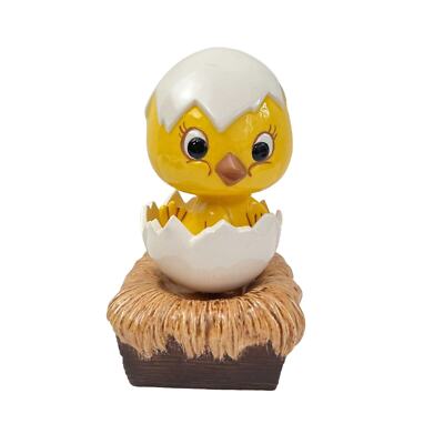 Vintage Music box Ceramic hatching chicken Mechanical Wind up Spin Chick Home