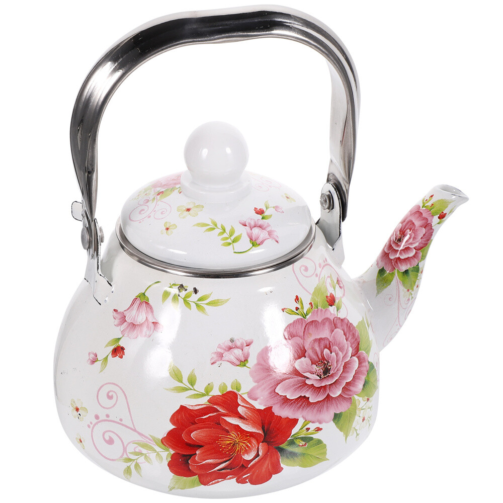 Enamel Kettle Floral Pattern Tea Kettle Stovetop Decorative Teapot Tea
