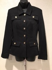 Vintage Hannah Black Military Blazer Medusa Gold Buttons Size 6 Made In Russia