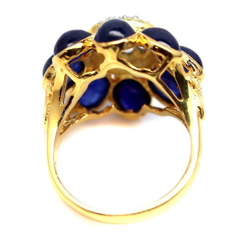 Anillo De Joyería De Zafiro Azul Calentado Y Circonita Blanca 925 Plata Talla 8 - Imagen 3 de 4
