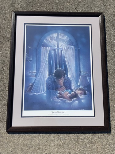 Framed Print SPIRITUAL WARFARE R. Dicianni Father Son 25"H Wall Art Bible ❤️sj8j - Picture 3 of 11