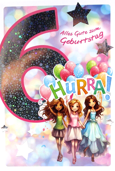 Kurt Eulzer 6 Jahre Geburtstag Karte Bunte Gruß- Klapp- GlüCkwunschkarte MäDchen-image