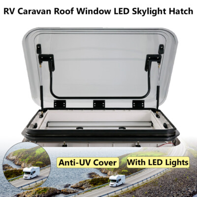 RV Caravan Roof Window Hatch Skylight Roof Vent Hatch W/ LED light 700*500mm NEW