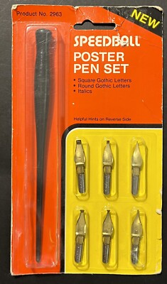 Vintage Speedball  #2963 Poster Pen Set In  Original Package Gothic Letters