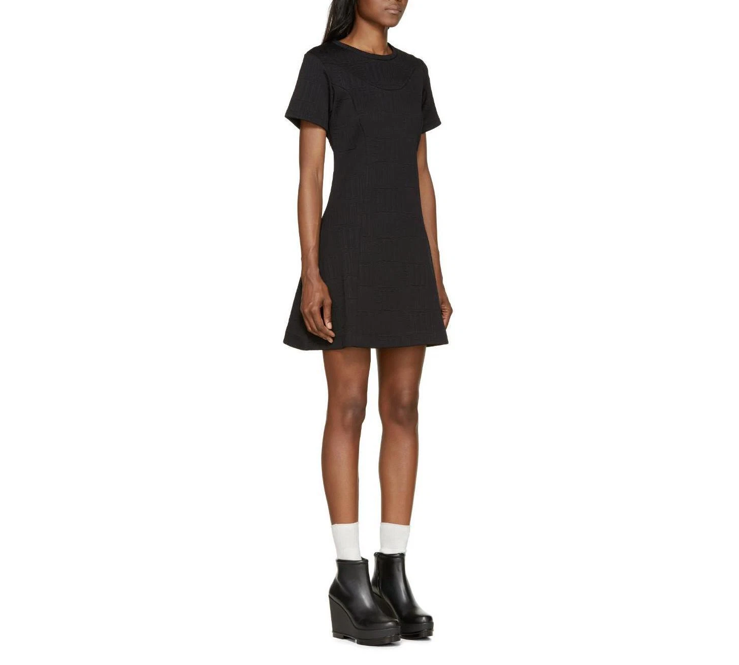 Abito classico Kenzo LBD nero jacquard aderente e svasato motivo "amore" originale $550