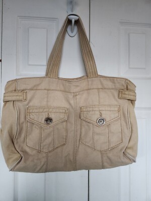 GAP Y2K Women's Vintage Tan Canvas Hobo Hippie Cargo Bag Purse
