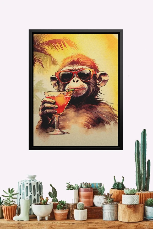 Cool and Funny Party Animal Wall Art Print, Tipsy Monkey poster no frame - Image 4 of 4