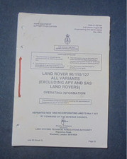 Military Landrover 90 / 110 /127  user manual Operating instructions.