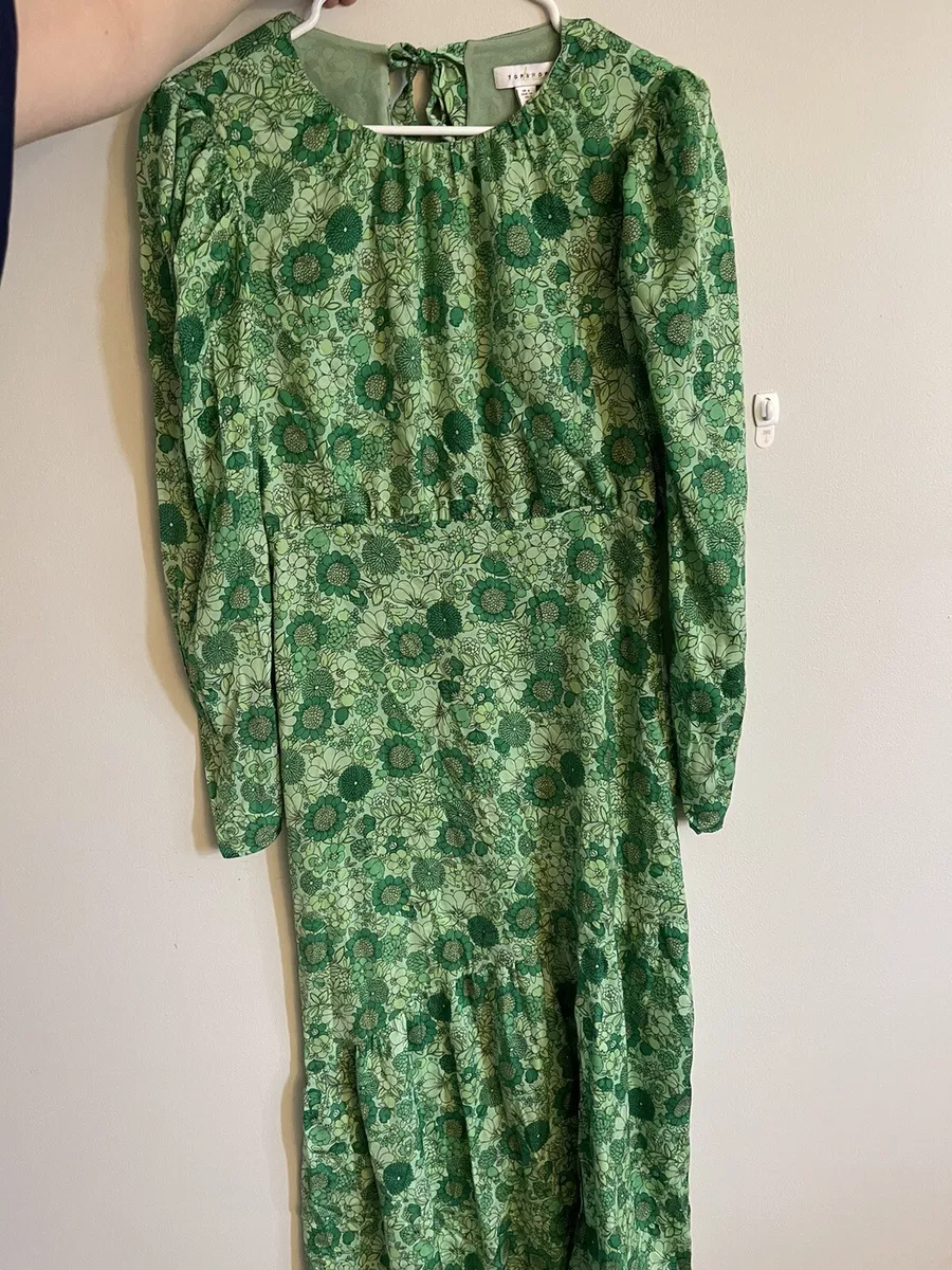 Topshop green cheap print dress