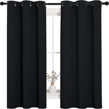 NICETOWN Halloween Pitch Black Solid Thermal Insulated Grommet Blackout Curtains
