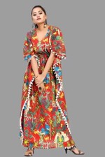 Handmade Long Caftan Beach Wear Indian Cotton Kaftan Night Maxi Gown House Dress