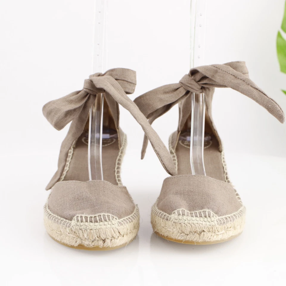 Sandalia alpargata Toni Pons para mujer talla 39 8 gris topo lona tacón de cuña atar Foto 2 de 4