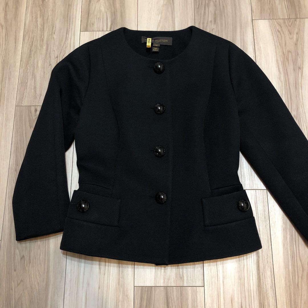 LOUIS VUITTON ♡ノーカラージャケット 40 ブラック LOUIS VUITTON No collar Jacket 40 Black auth Womens from JP