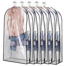 5PCS Clear Garment Bag Storage Suit Bag Hanging Dust-Proof Coat Dresses Storage