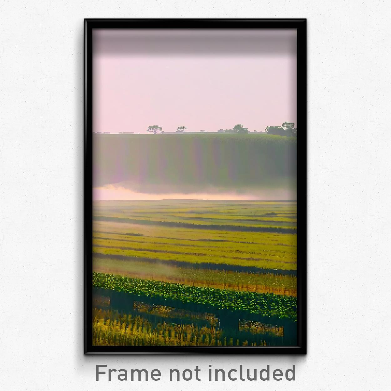 Pixel Art Poster - Smoggy Fields (8 Bit Psychedelic Trippy Video Game Print)