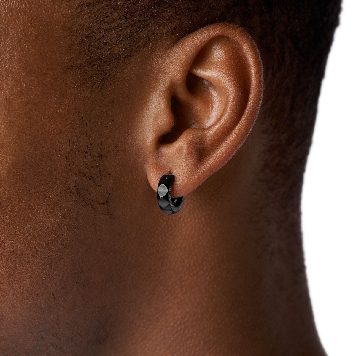 ネックレス・ペンダント DIESEL studded logo hoop single earring DX1273001 DIESEL Mens Earring DX1273001 Stainless Steel Black | eBay