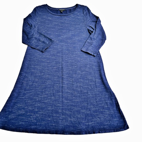 HILARY RADLEY Dress L Blue \u0026 Grey 3/4 