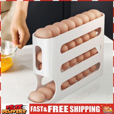 4 Layers Automatic Scrolling Egg Rack Large Capacity for Refrigerator Storage SN