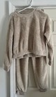 Hippie Rose Women's Juniors Fuzzy Sweatshirt (M) and Pants (S) / NWT / Stone