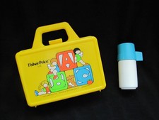 CLEAN Vtg 1979 Fisher Price ABC School Lunchbox Yellow with White "Thermos" 638