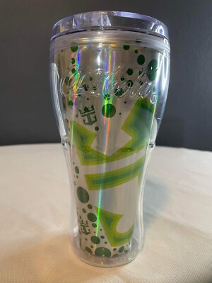 ROYAL CARIBBEAN COCA-COLA REUSABLE TRAVEL CUP TUMBLER 2017 SILVER & GREEN