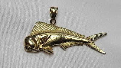14K Gelbgold Mahi Mahi Fisch / Meereslebewesen Anhänger