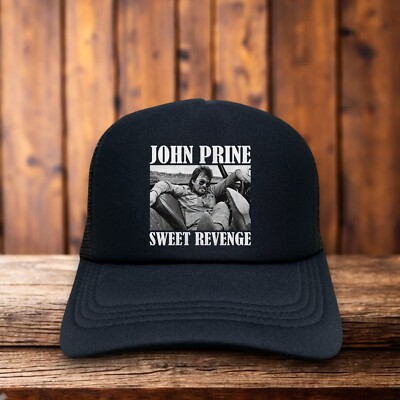 John Prine Sweet Revenge Mens Trucker Hat Black Snapback Classic Country Music
