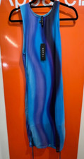 Motel Bodycon Mini Dress, Blue Mix, NEW, Size Large, RRP £40, SF/94