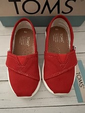 Tiny Toms Red Canvas Toddler Slip-on Shoes US Size 5