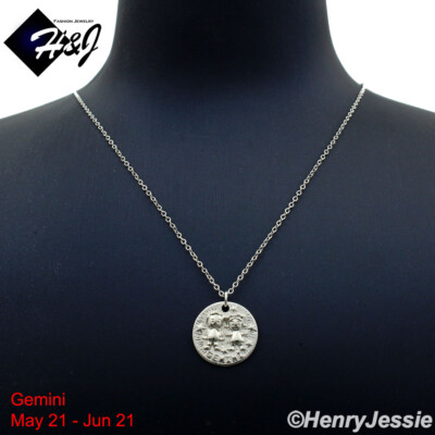 WOMEN 925 STERLING SILVER ''GEMINI'' ZODIAC HOROSCOPE PENDANT CHAIN NECKLACE*WN12