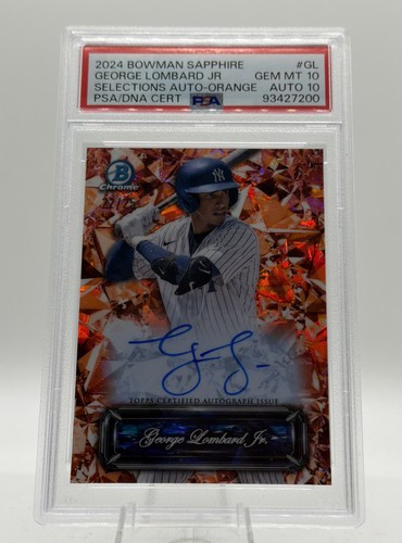 George Lombard Jr 2024 Bowman Sapphire Selections Orange Auto /25 PSA 10 Auto 10