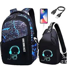Backpack for Boys, 15.6 Laptop Backpack with USB Charging Port, Bookbag for S...
