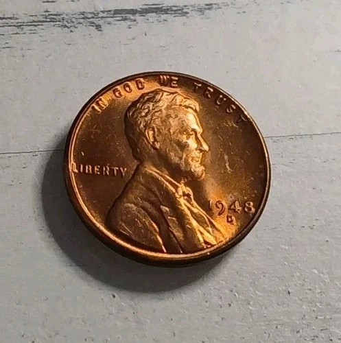 1948-D Flashy! BU Red Lincoln Wheat Cent ~ Free Shipping!  #3
