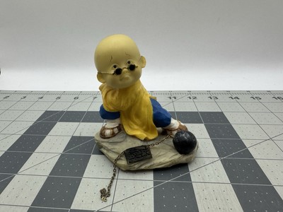 Kung Fu Martial Arts Shaolin Monk Boy Doll Figurine 4  Tall- Resin- Ball & Chain