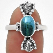 Natural Azurite Chrysocolla 925 Sterling Silver Ring s.7 Jewelry R-1126