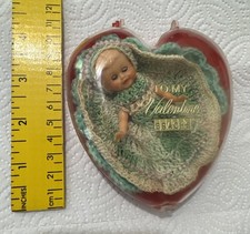 VTG Brach’s MINI Valentine’s Chocolate Candy Heart Box w/DOLL In CROCHET 1960s