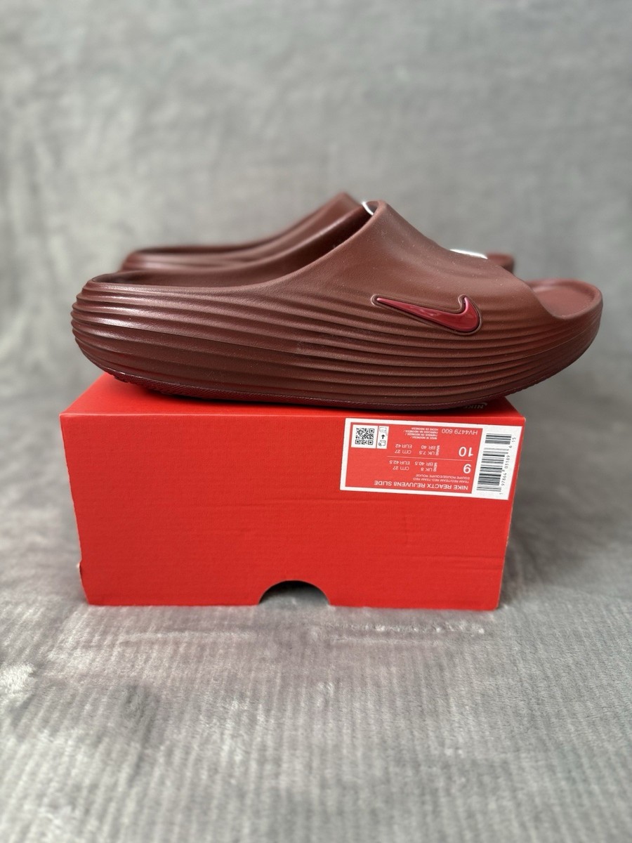 reddish brown つなぎ Nike Reactx Rejuven8 Slide Team Red Mens Sz 9 Womens Sz 10 | eBay