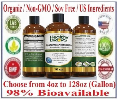 LIPOSOMAL ASTAXANTHIN LIQUID 100% ORGANIC 20mg per serving size Exp: 12/2028