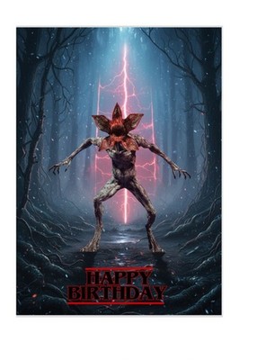Stranger Things Netflix Motto Neuheit Geburtstagskarte Demogorgon