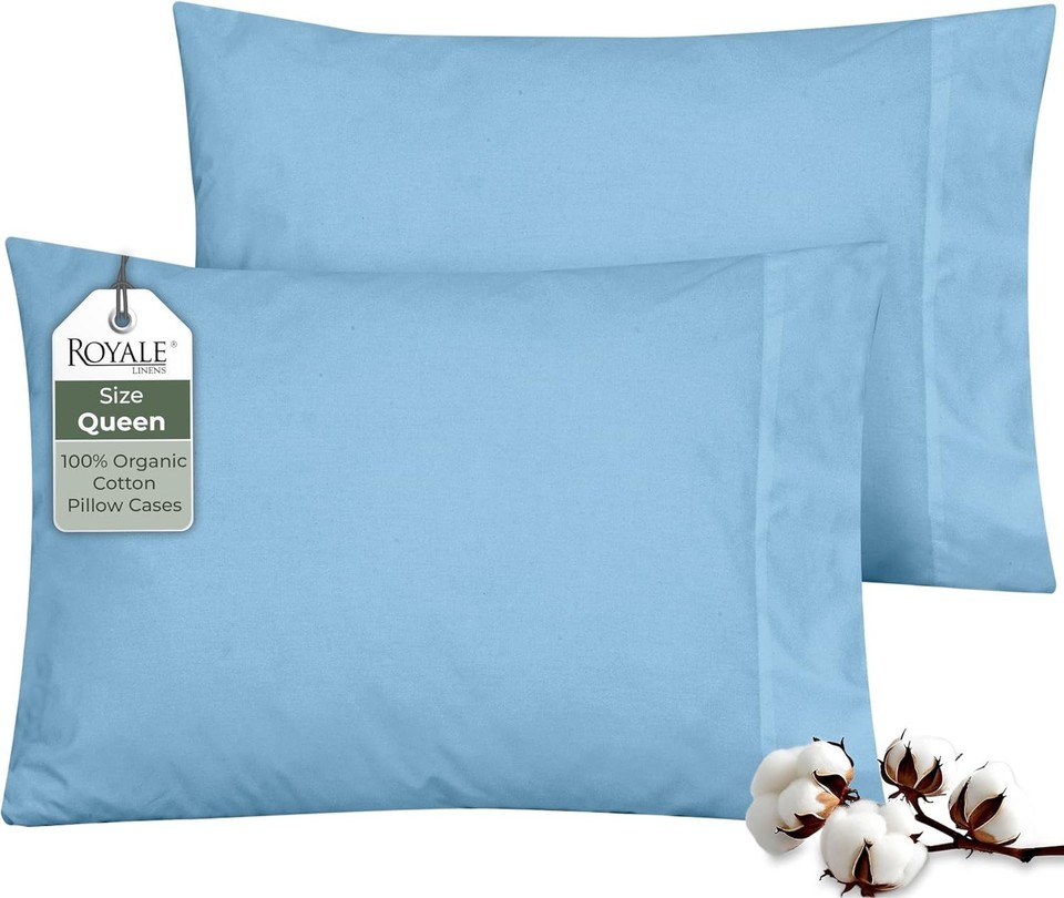 100% Organic Cotton Percale Pillowcases Set of 2 Standard Size Percale ...