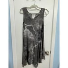 Heyne Bogut Swing Dress Size Small Gray Tie Dye Lace Patches Asymmetric Grunge