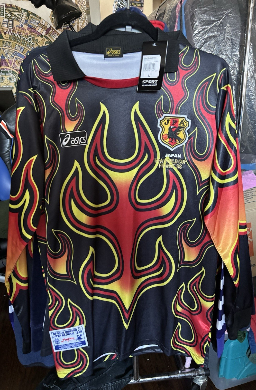 Asics Japan FIFA World Cup France 98 Soccer Jersey Black Red