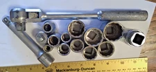VINTAGE THORSEN 14pc 1/2in DRIVE 12POINT SOCKET SET + #77 RATCHET + MORE USA