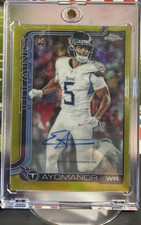 2025 Topps Chrome Elic Ayomanor Rookie Autograph Yellow Refractor /275 Titans