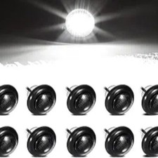 10Pcs 3/4" Mini White LED Side Marker Clearance Lights Smoke Lens Flush White