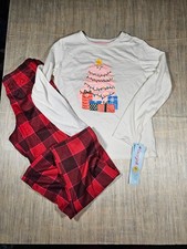 Cat  Jack Girls' 2pc Christmas 'Holiday Cat' Long Sleeve Pajama Set Size XL 14 
