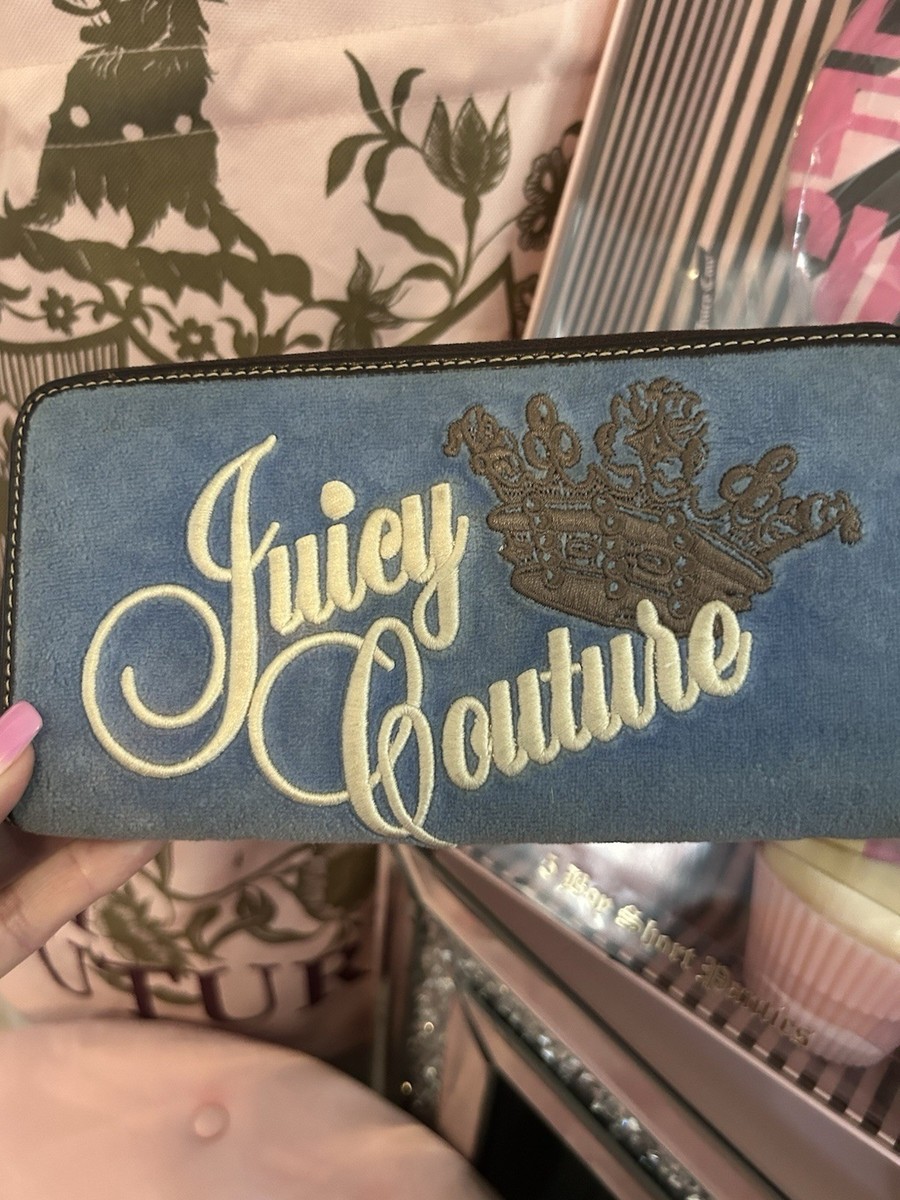 Y2K Vintage 2009 Juicy Couture Blue Velour Crown Logo Embroidery